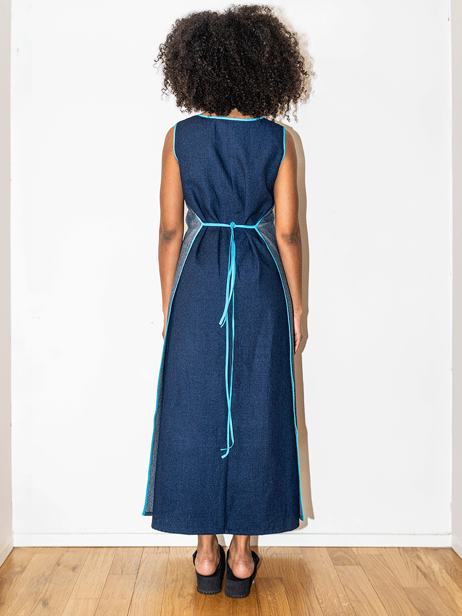 Abito wrap blu acciaio