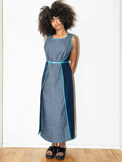 Abito wrap blu acciaio