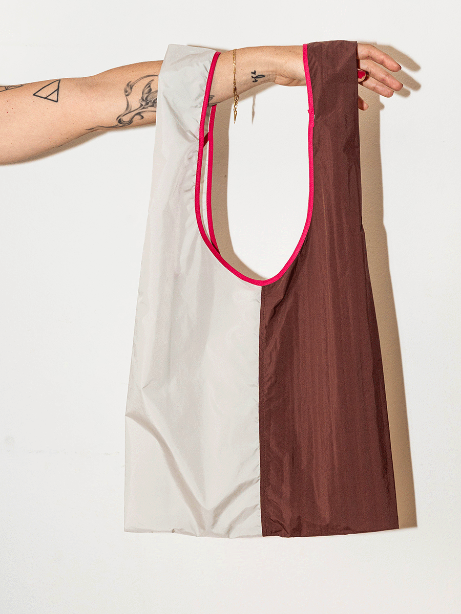 Shopping bag bicolor ghiaccio-burgundy