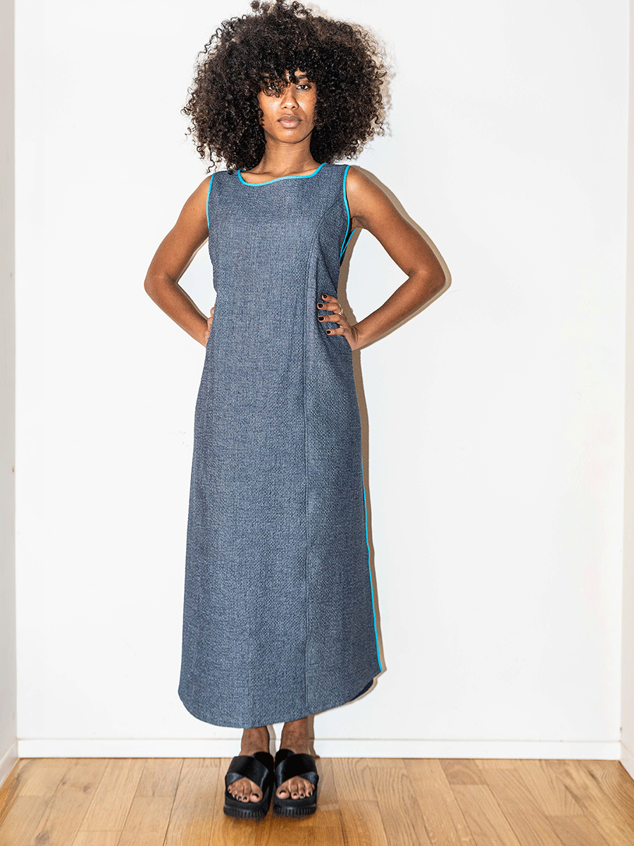 Abito wrap blu acciaio